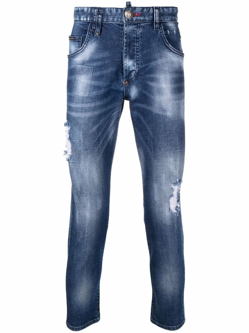 ripped-detailed skinny jeans 1