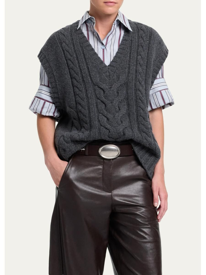 Pops Cable-Knit Cashmere Vest 4