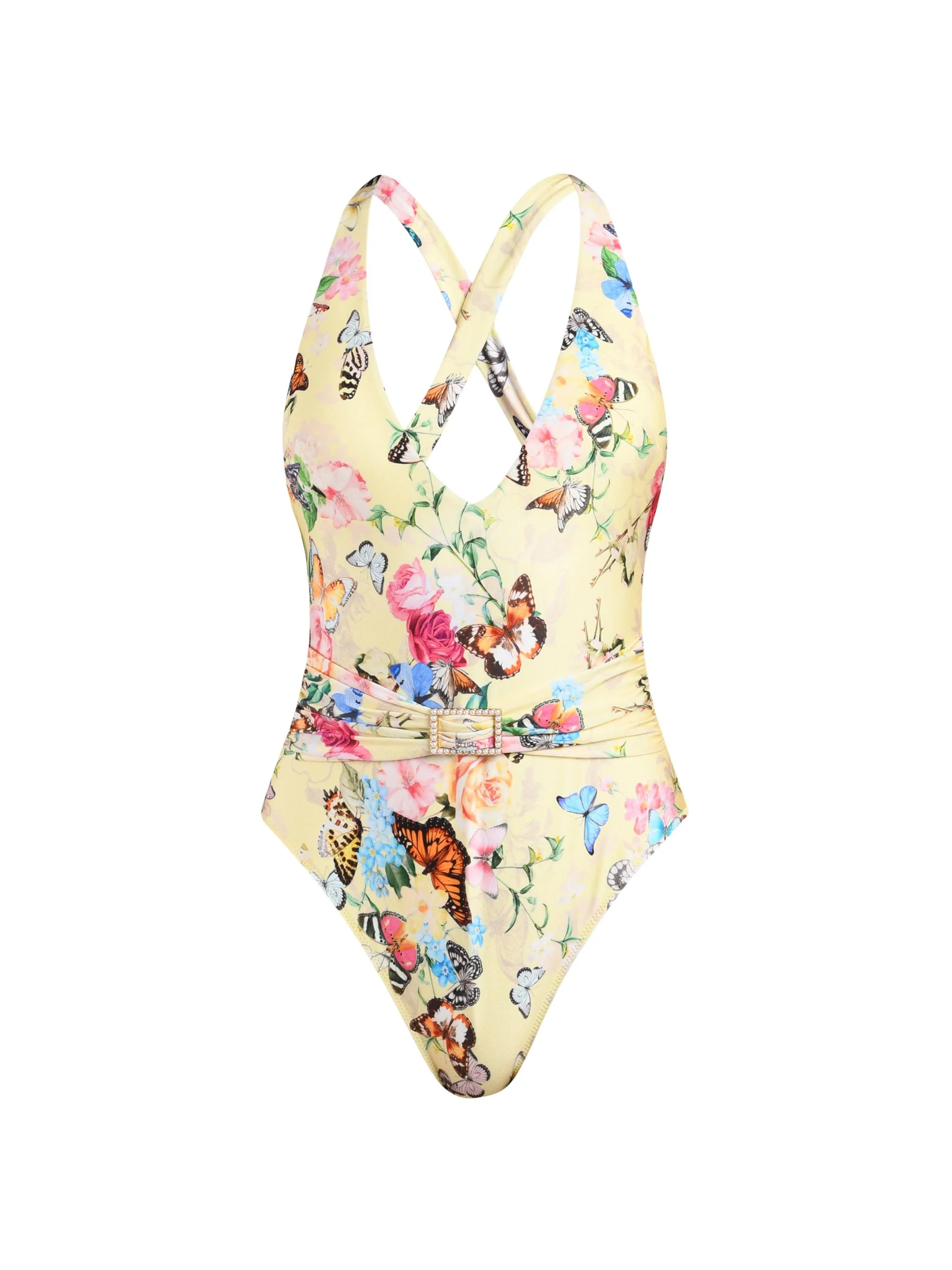 Women's Lisa Garden Butterflies Plunge One-Piece Swimsuit - Multi - 1