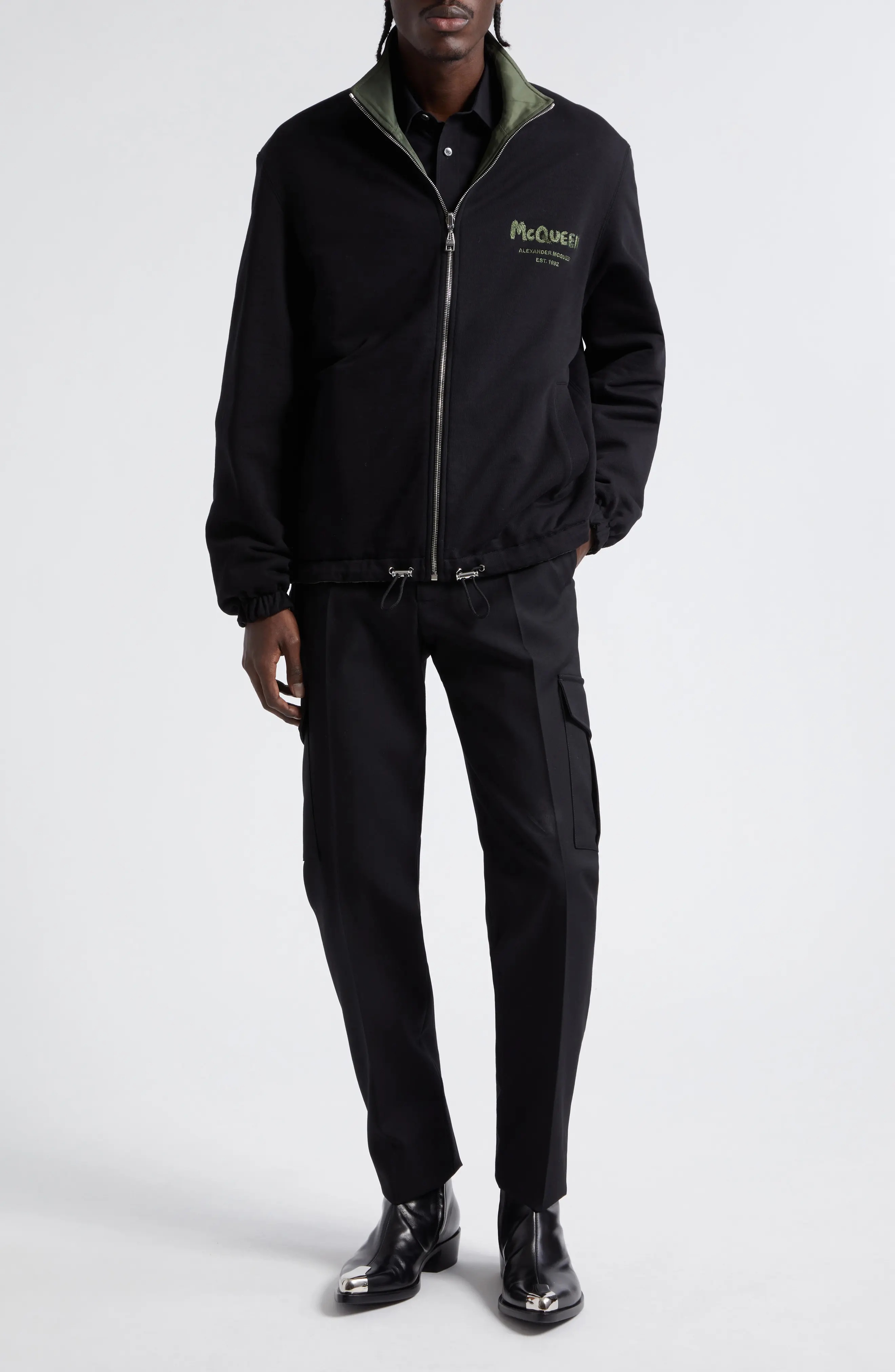 ジャケット ALEXANDER MCQUEEN COTTON JACKET Alexander McQueen Graffiti Logo Reversible Cotton Jacket in