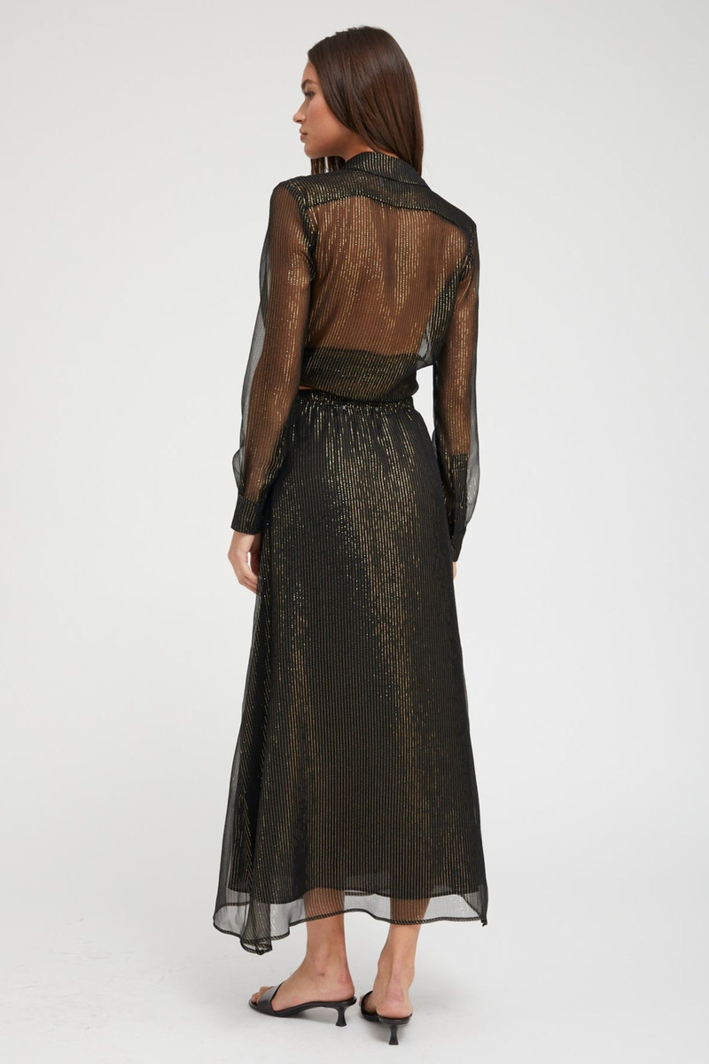 BLACK AND GOLD SILK BIAS MAXI SKIRT 4