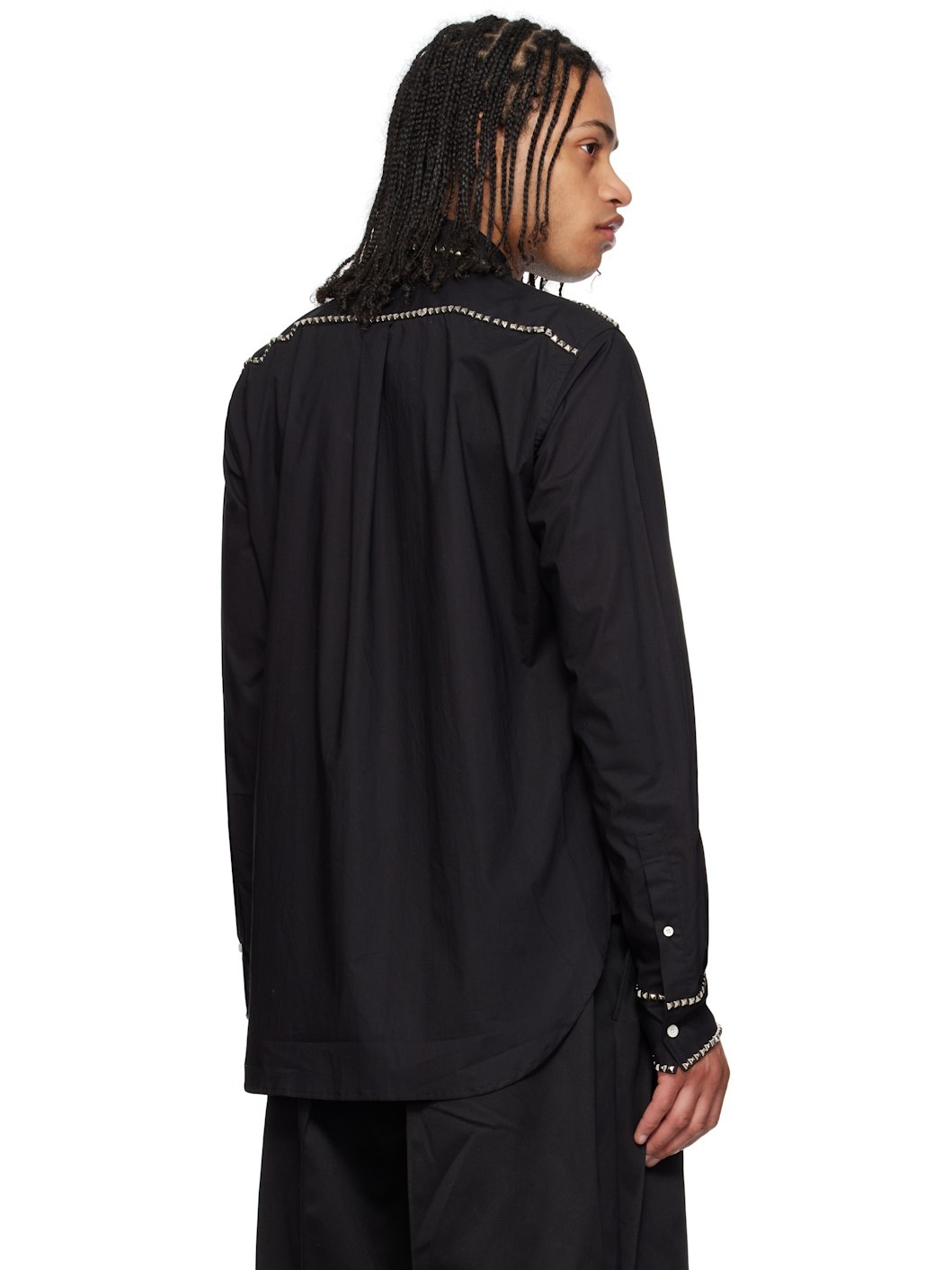 Black Regular Collar Broad Studs Shirt - 3