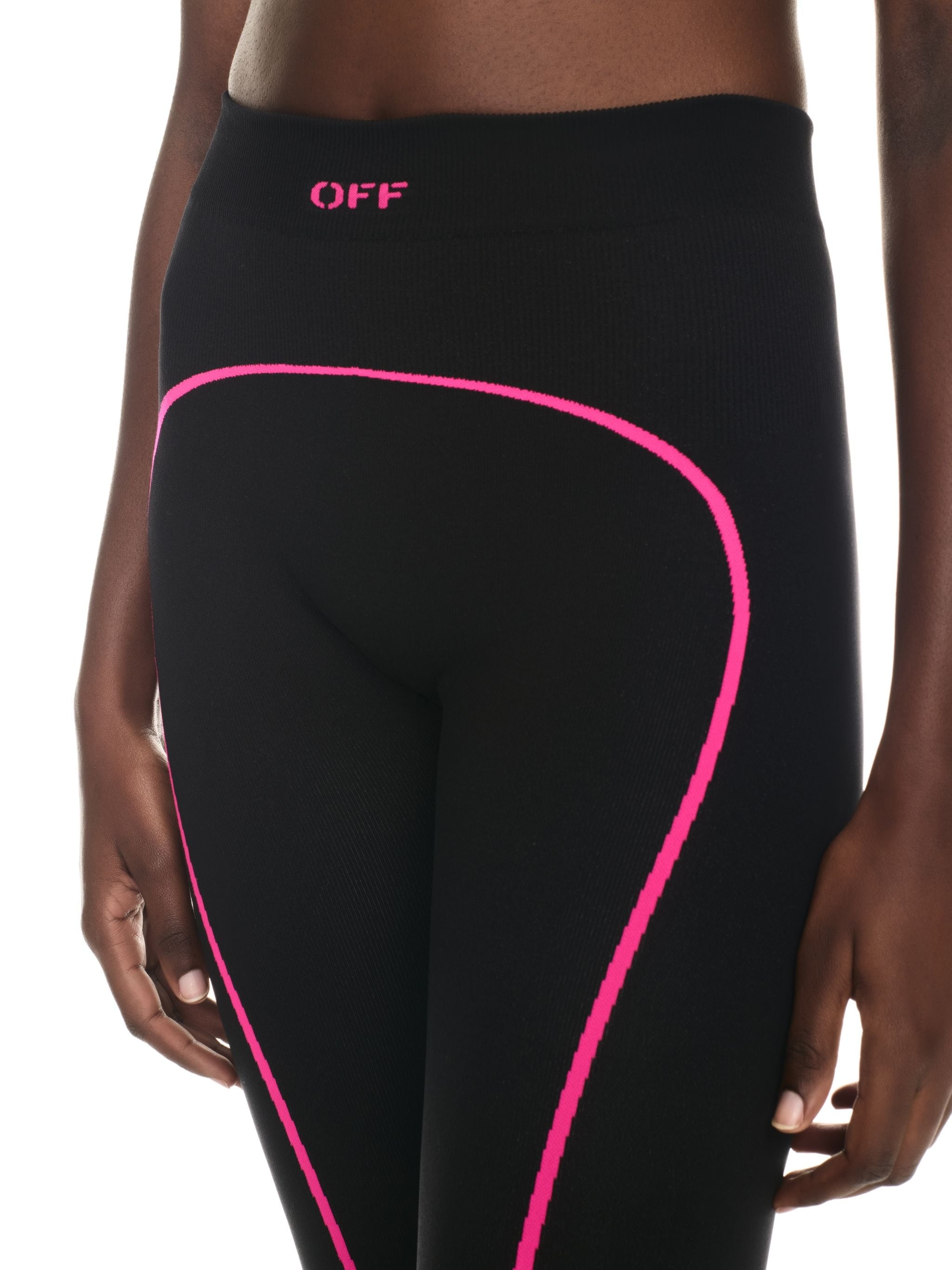 Black/pink Off Stamp Seamless Leggings - 5