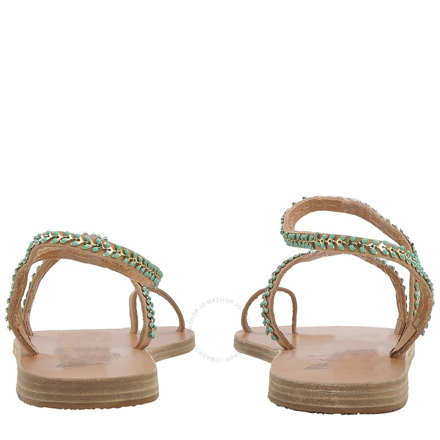 Ancient Greek Sandals Ladies Natural/Blue Apli Eleftheria Flat Sandals - 3