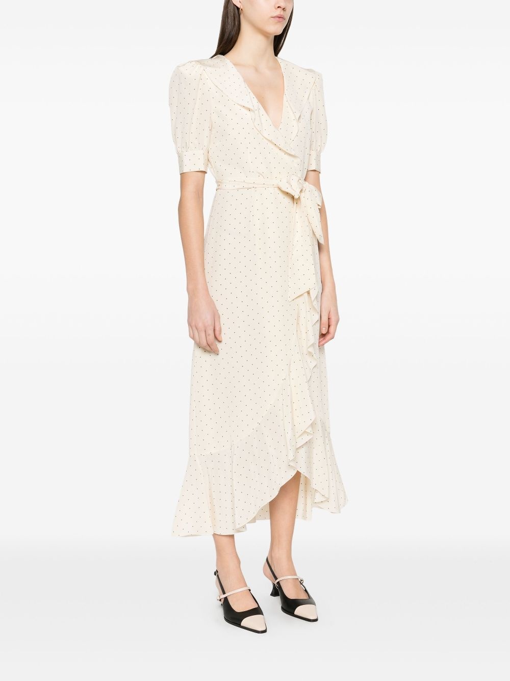 polka-dot wrap midi dress - 3