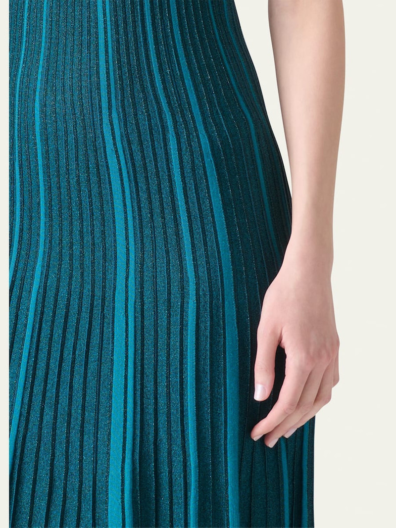 AKRIS Metallic Silk Rib-Knit Midi Dress outlook