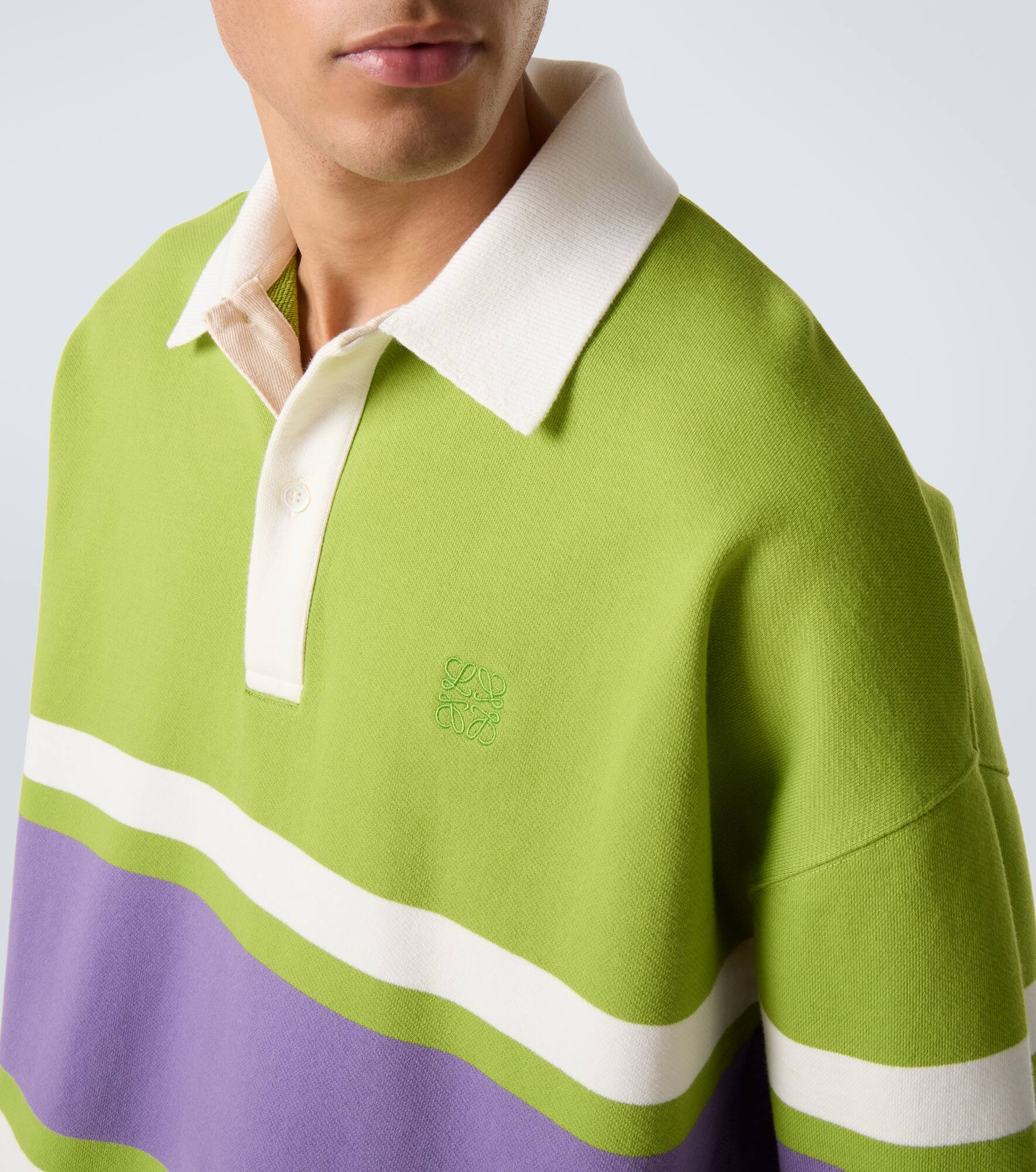 Striped cotton polo sweater - 6