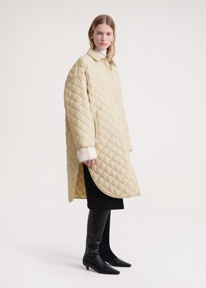 Quilted cocoon coat stone - 3