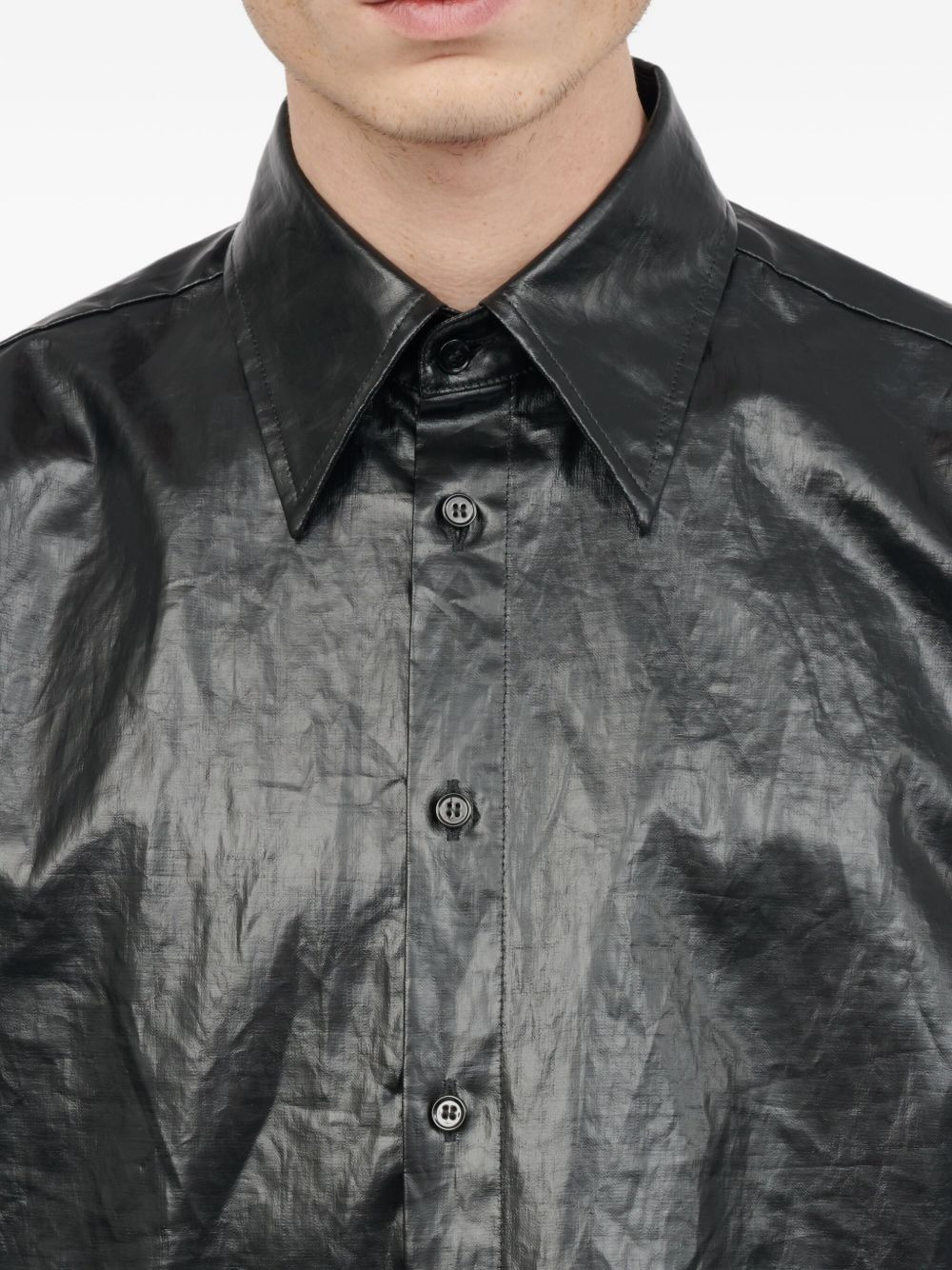 crinkled-finish shirt - 6