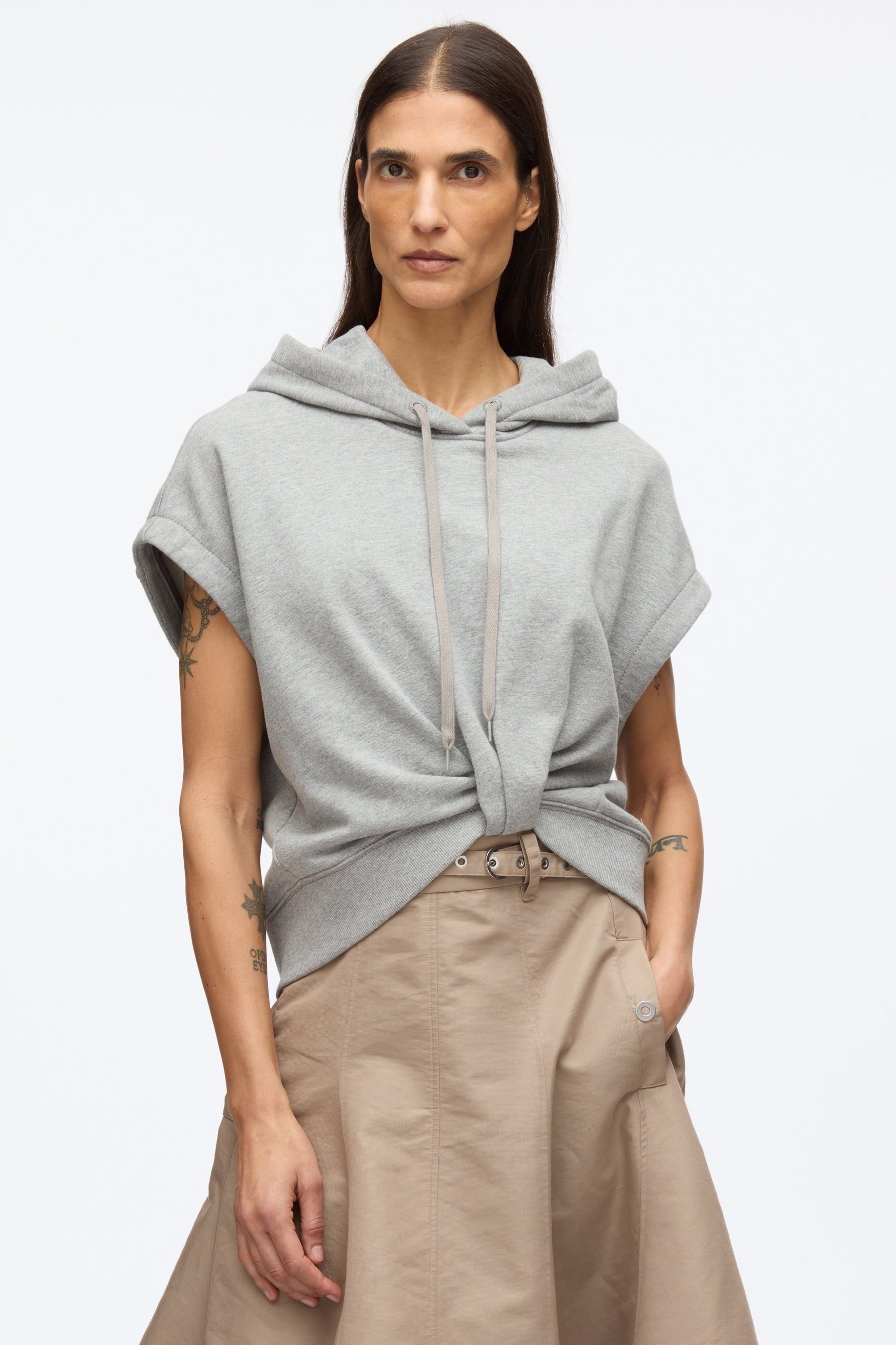 Hoodie Dress with Flounce Skirt - 5