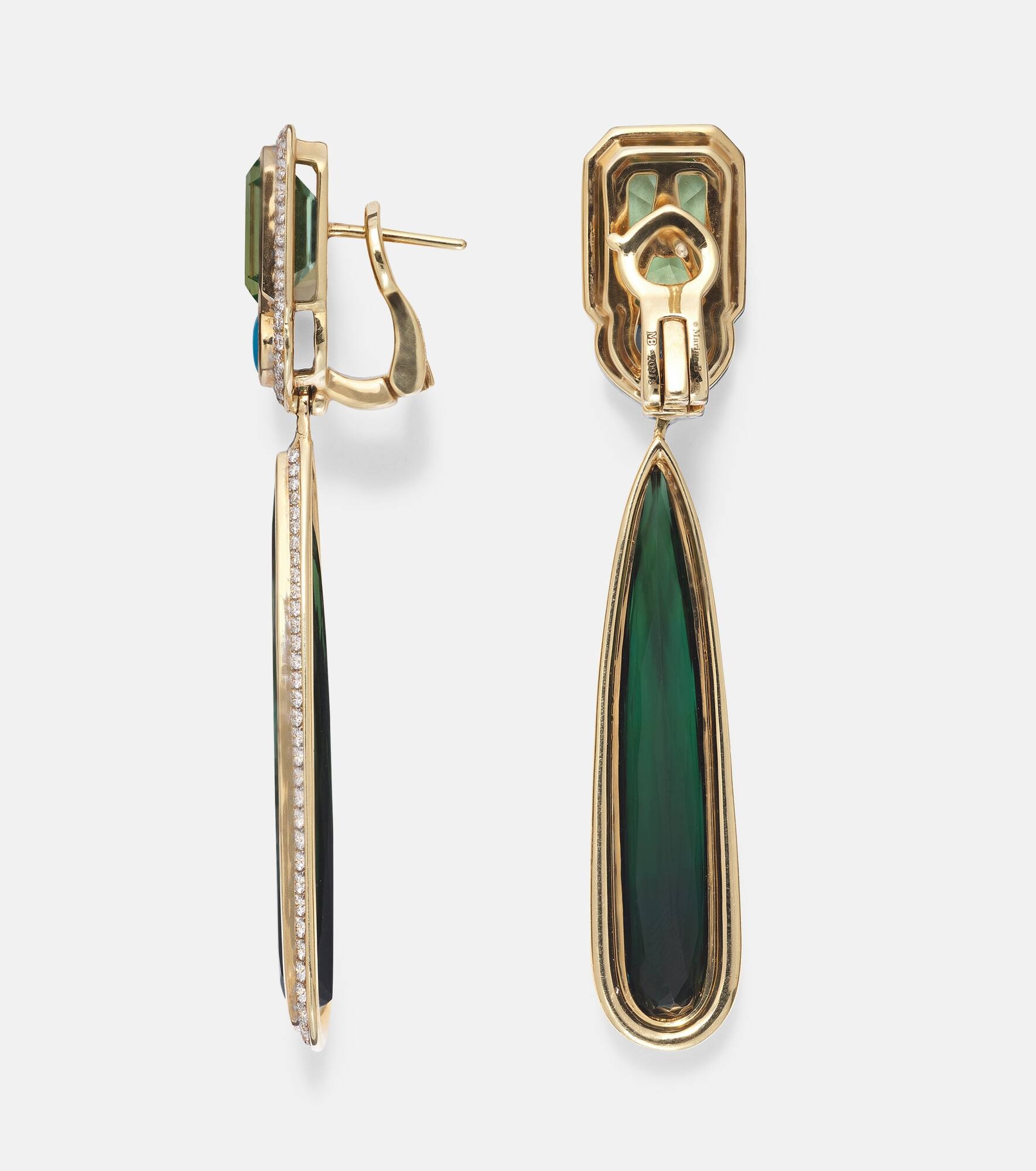 Quarta 18kt gold earrings with diamonds and gemstones - 4