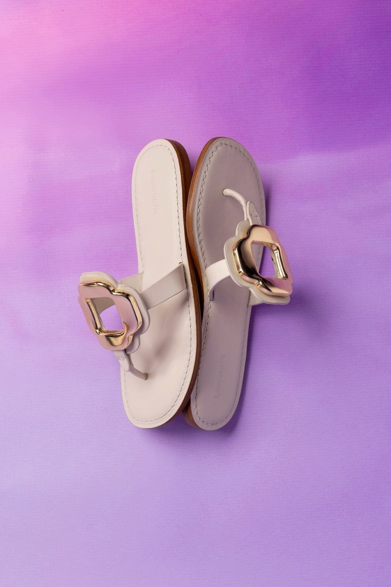Margherita Thong Sandal In Ivory Leather 5