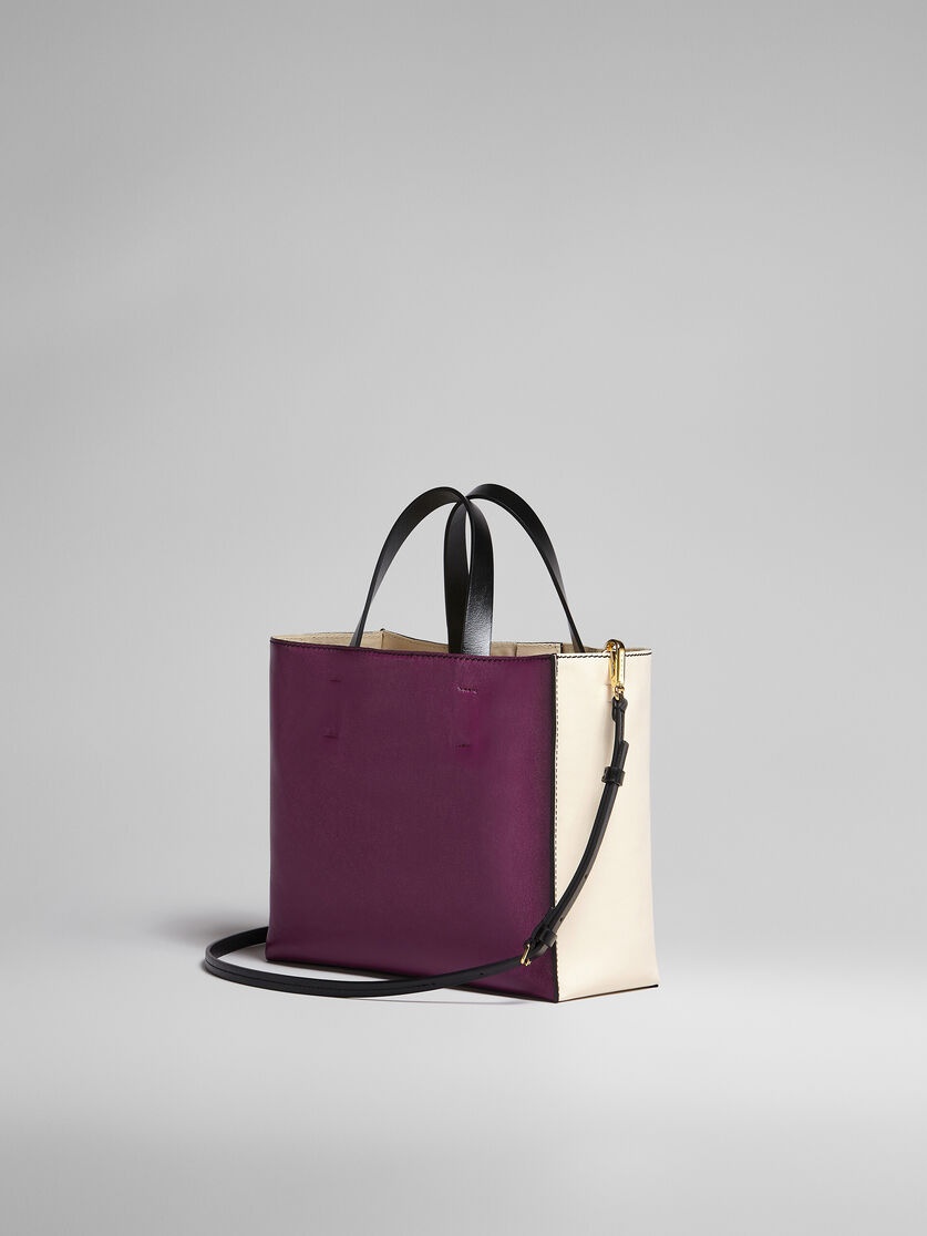 MUSEO SOFT BAG IN WHITE AND PURPLE LEATHER - 3