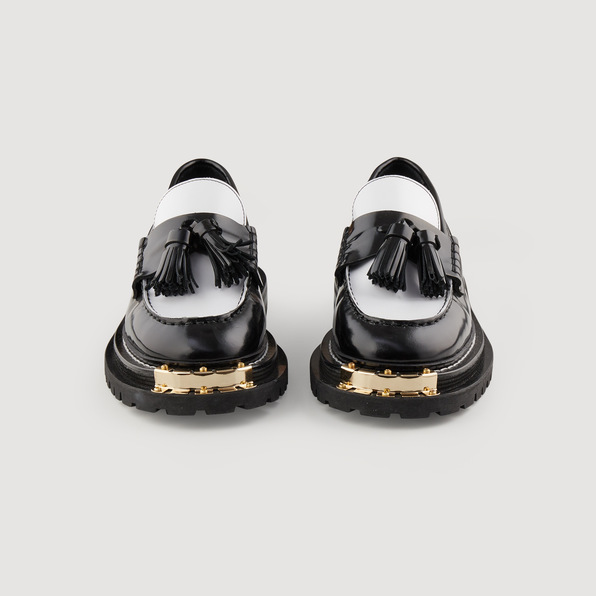 Thick-soled leather loafers - 3