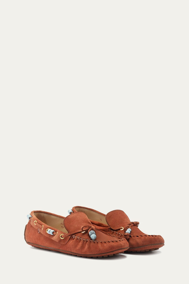 FARM RIO Brown Tassel Suede Moccasin outlook