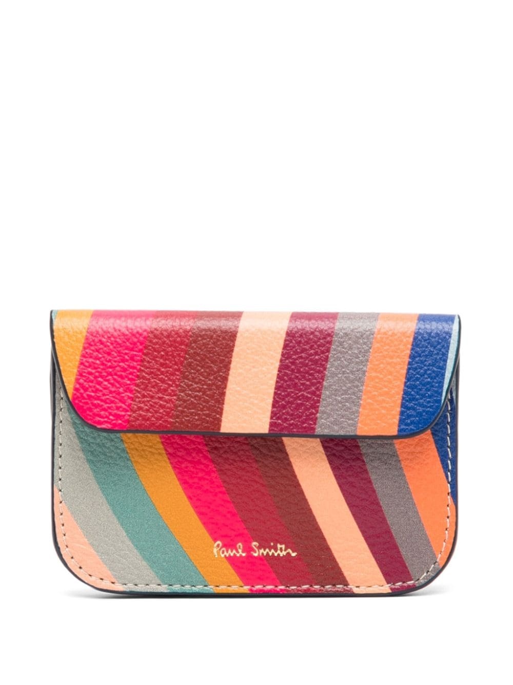 striped leather wallet - 1