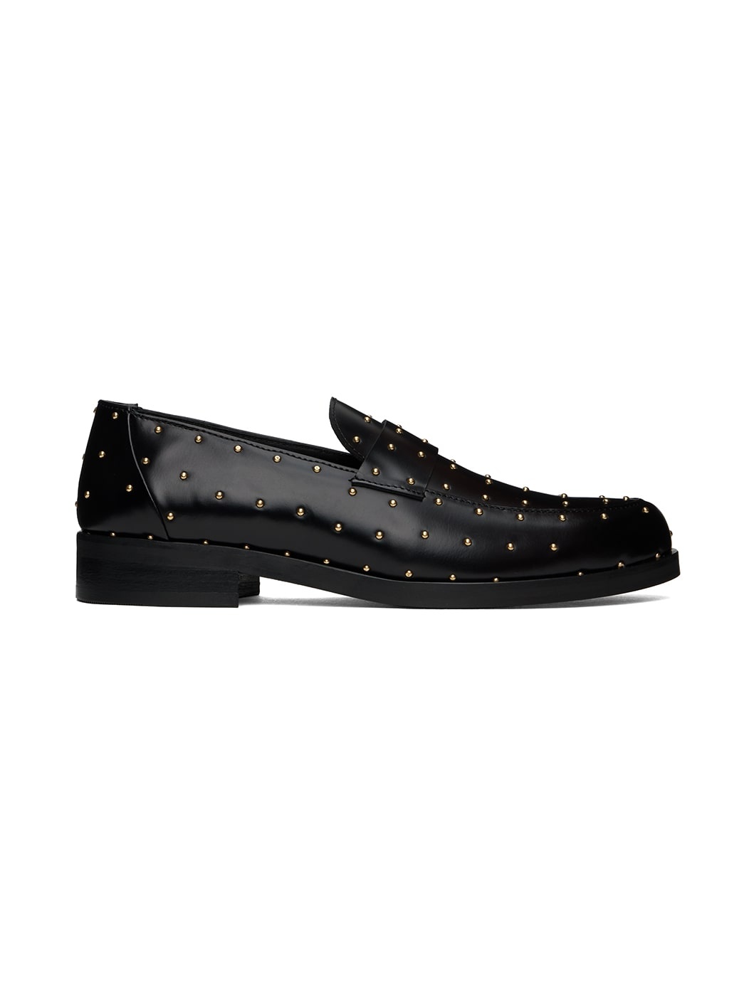 SSENSE Exclusive Black Studded Leather Loafers - 1