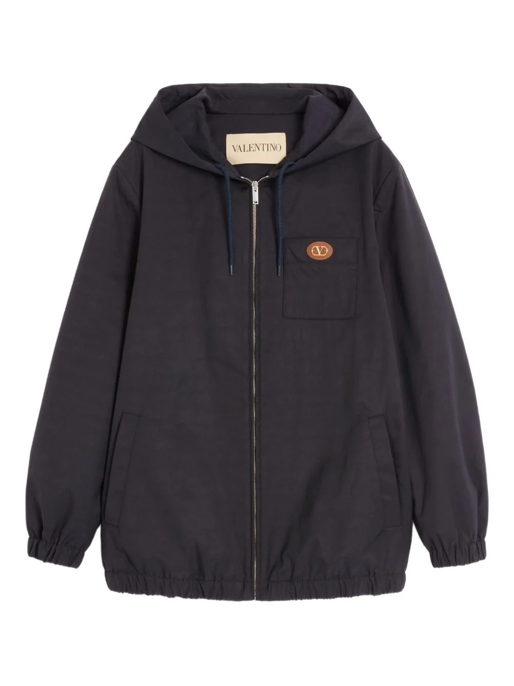 NYLON HOODED JACKET WITH VLOGO PATCH - 1