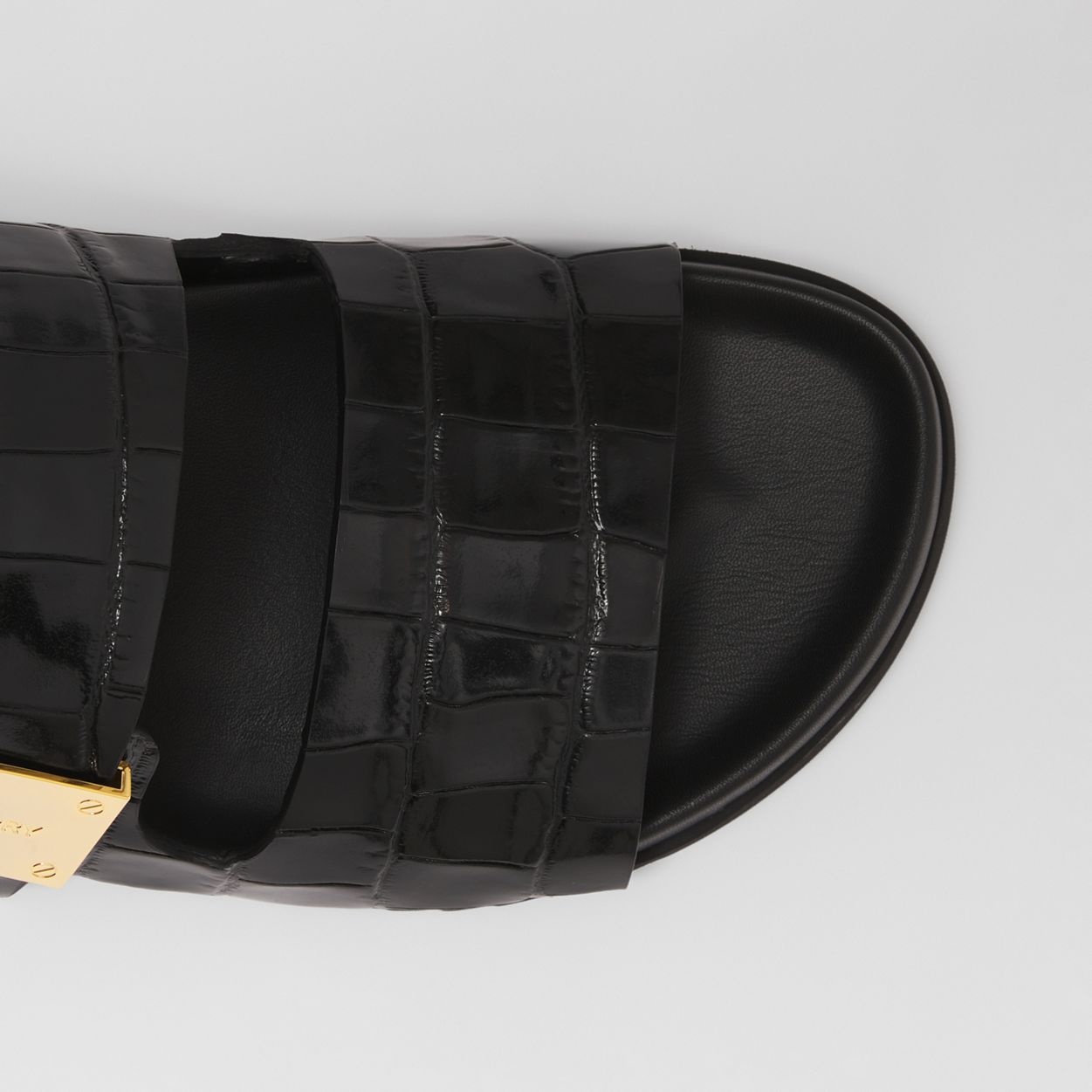 Logo Detail Embossed Leather Sandals - 2