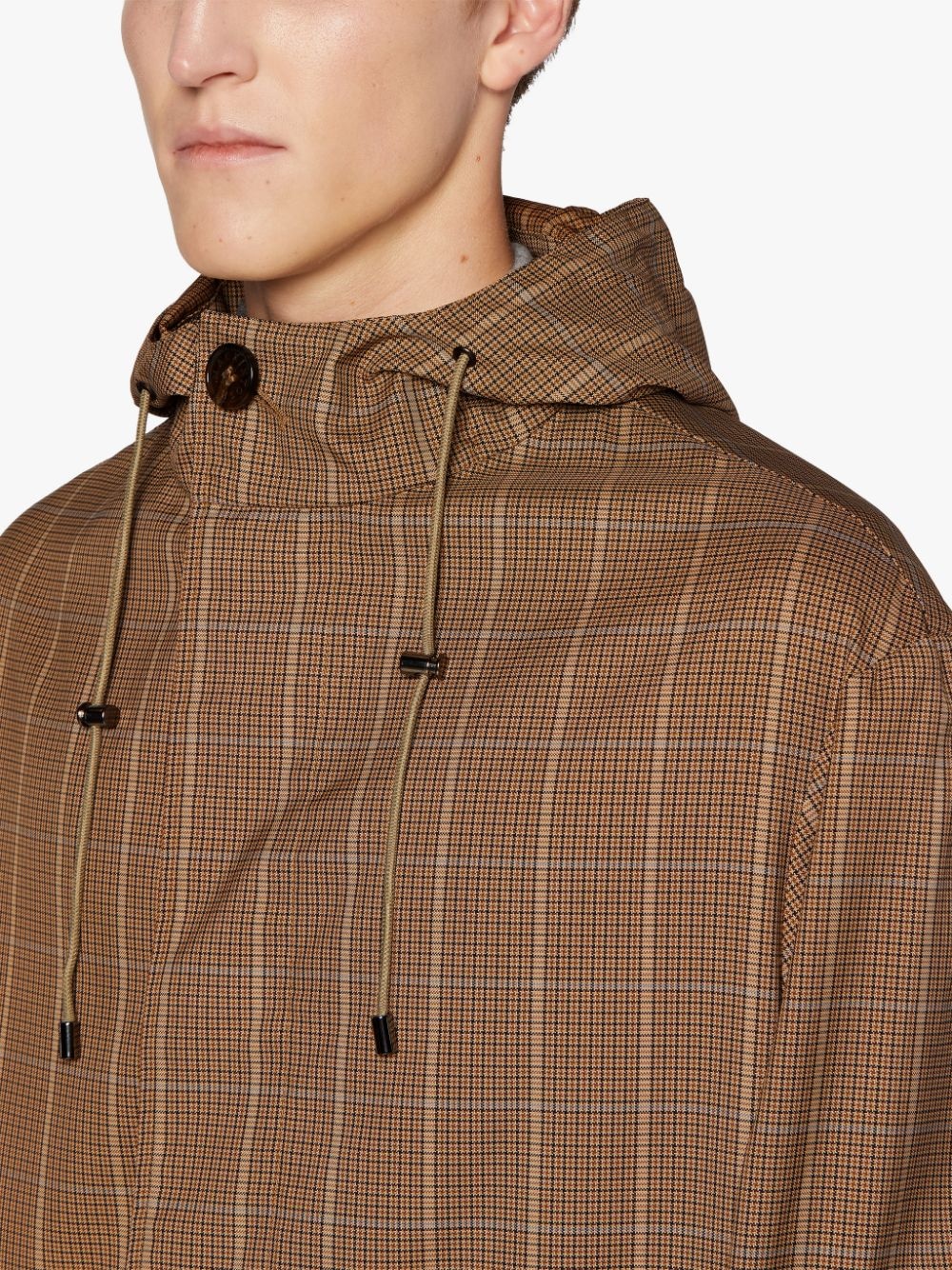 WOLFSON BROWN CHECK HOODED COAT | GMM-219 - 5