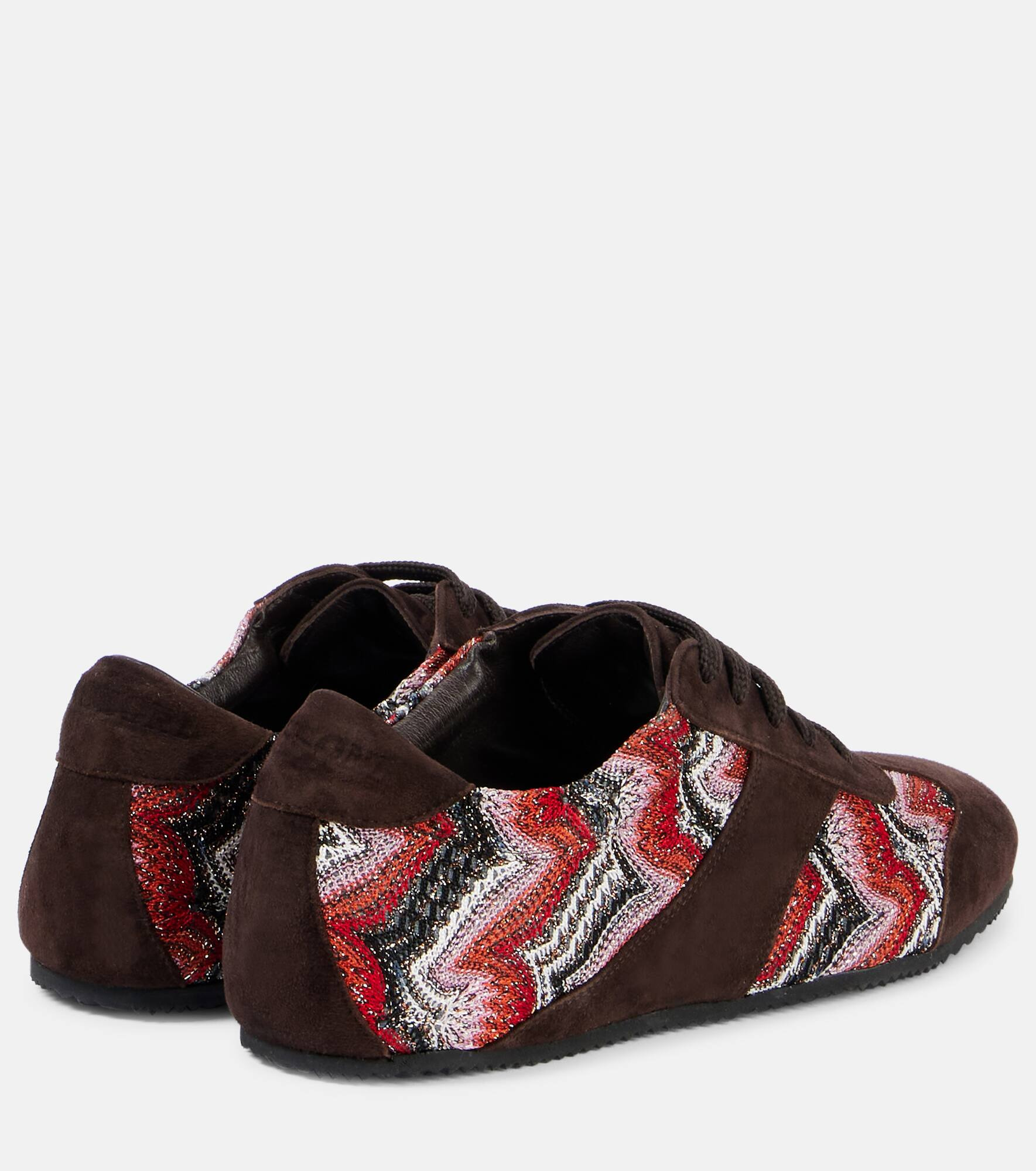 Lamé-trimmed suede sneakers - 2