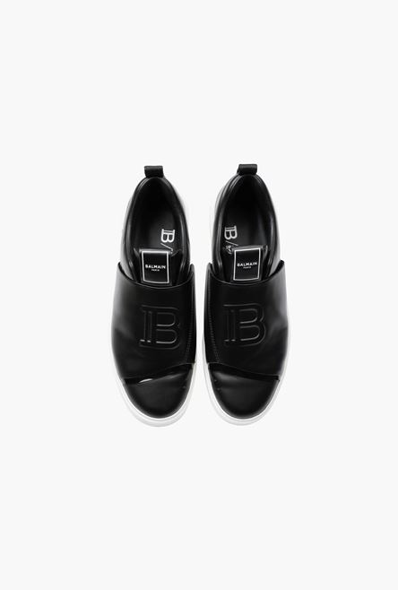 Smooth black and white leather B-Court Easy sneakers with embossed black Balmain monogram - 4