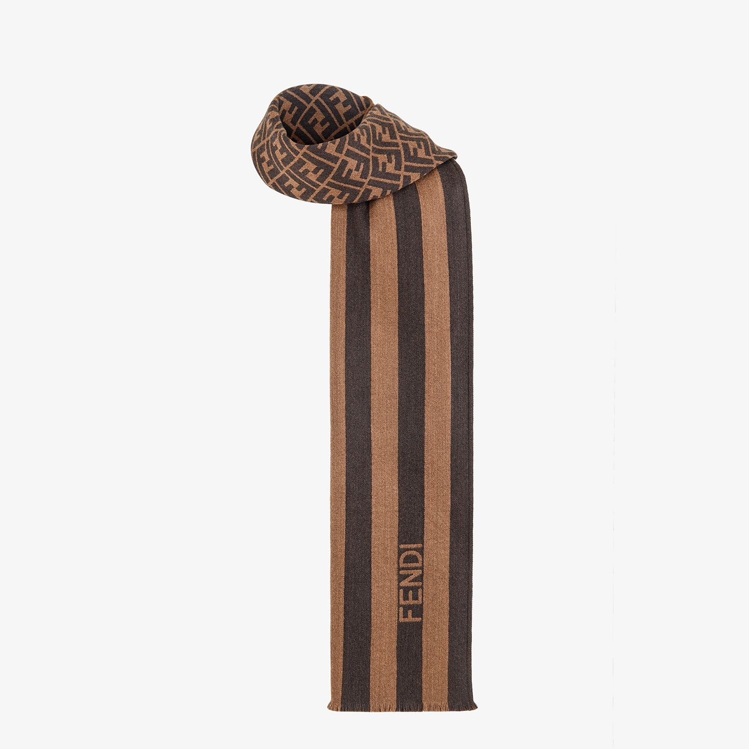 Brown wool and cashmere scarf - 2