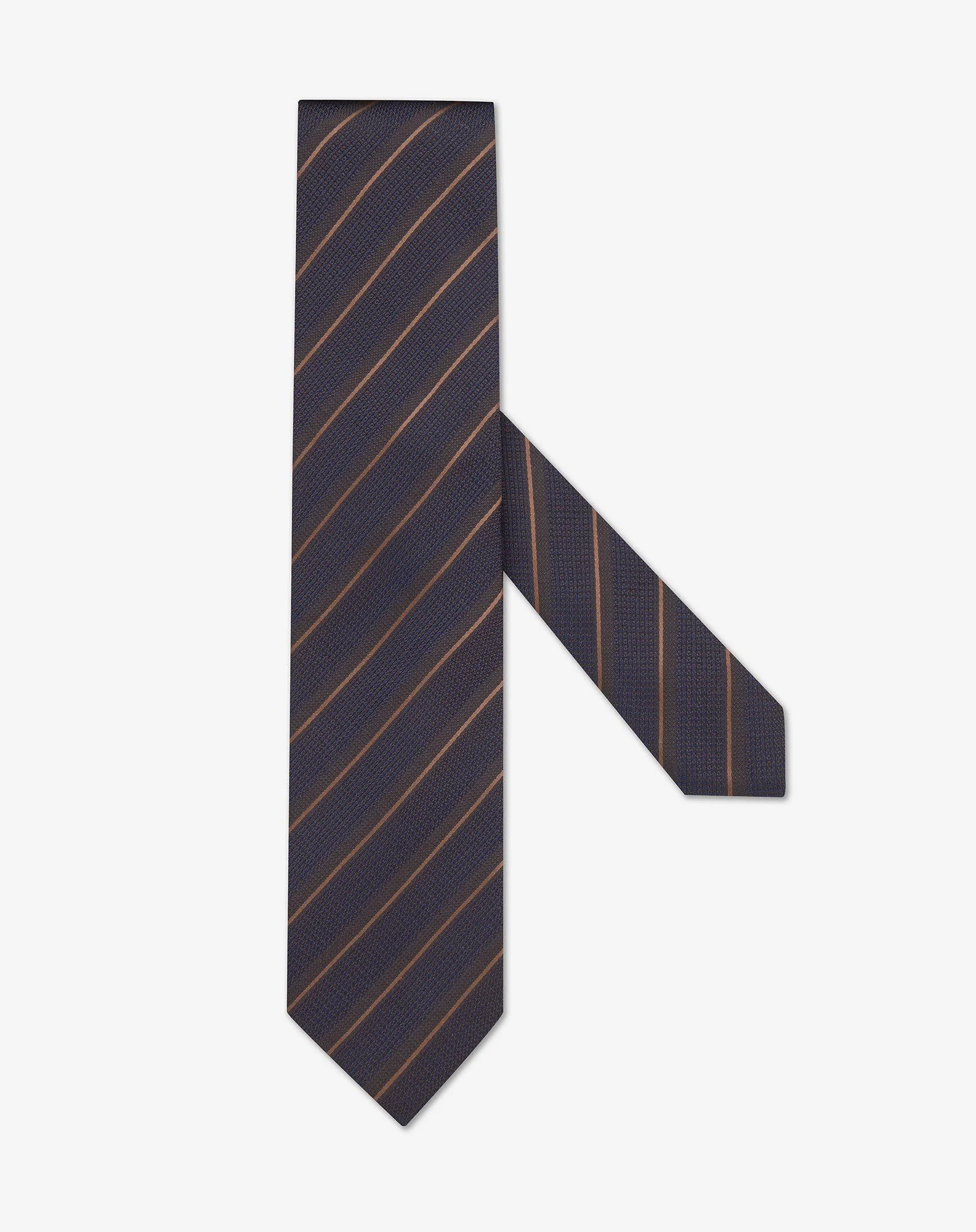 Brown jacquard silk regimental tie - 1
