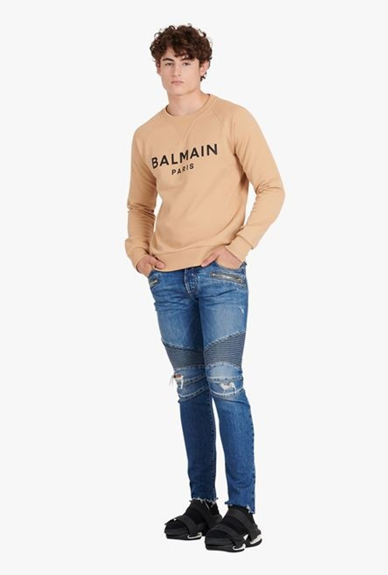 Balmain Nude eco-designed cotton sweatshirt with black Balmain Paris logo print outlook
