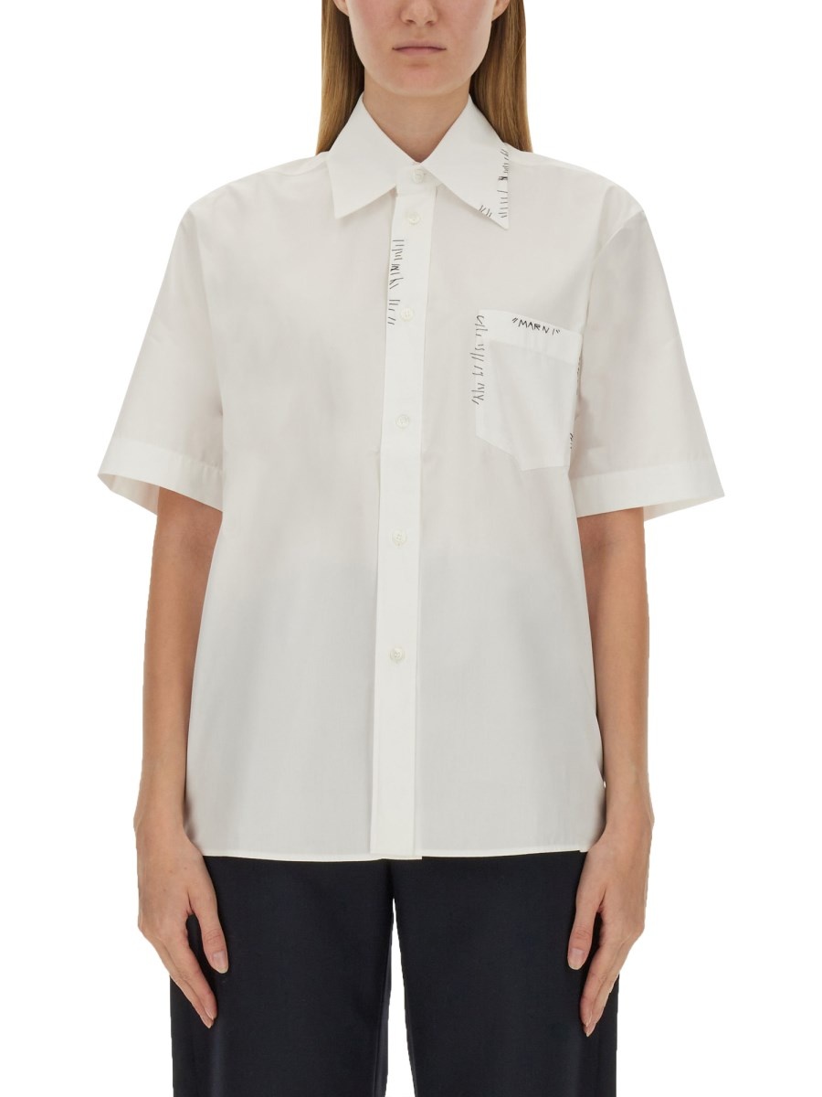 COTTON POPLIN SHIRT WITH LOGO - 1