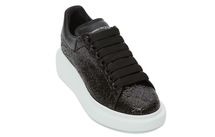 (WMNS) Alexander McQueen Oversized Sneaker Glitter 'Black' 553771W4EY41000 - 3