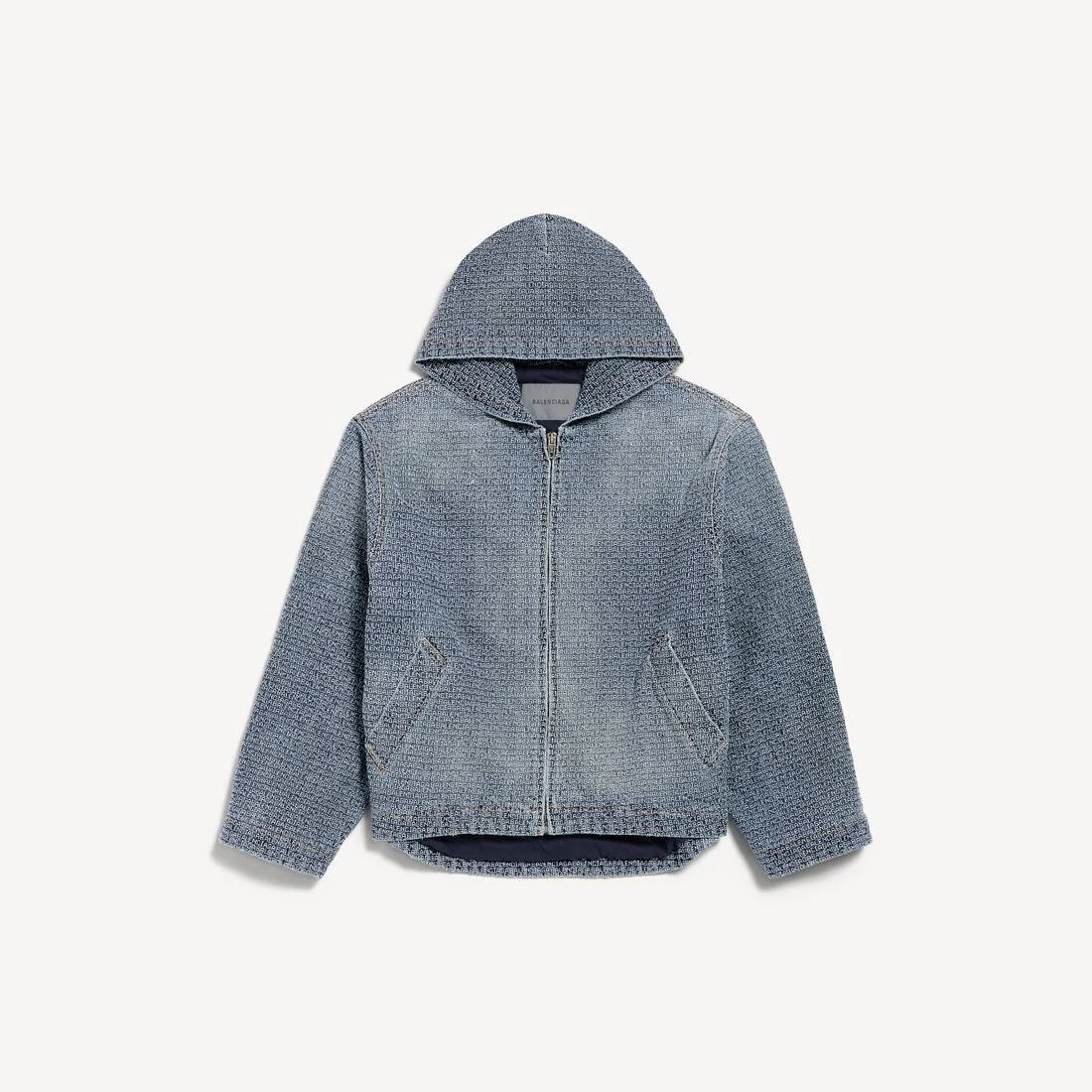 Men's Denim Stitch Hooded Jacket in Dark Blue - 1