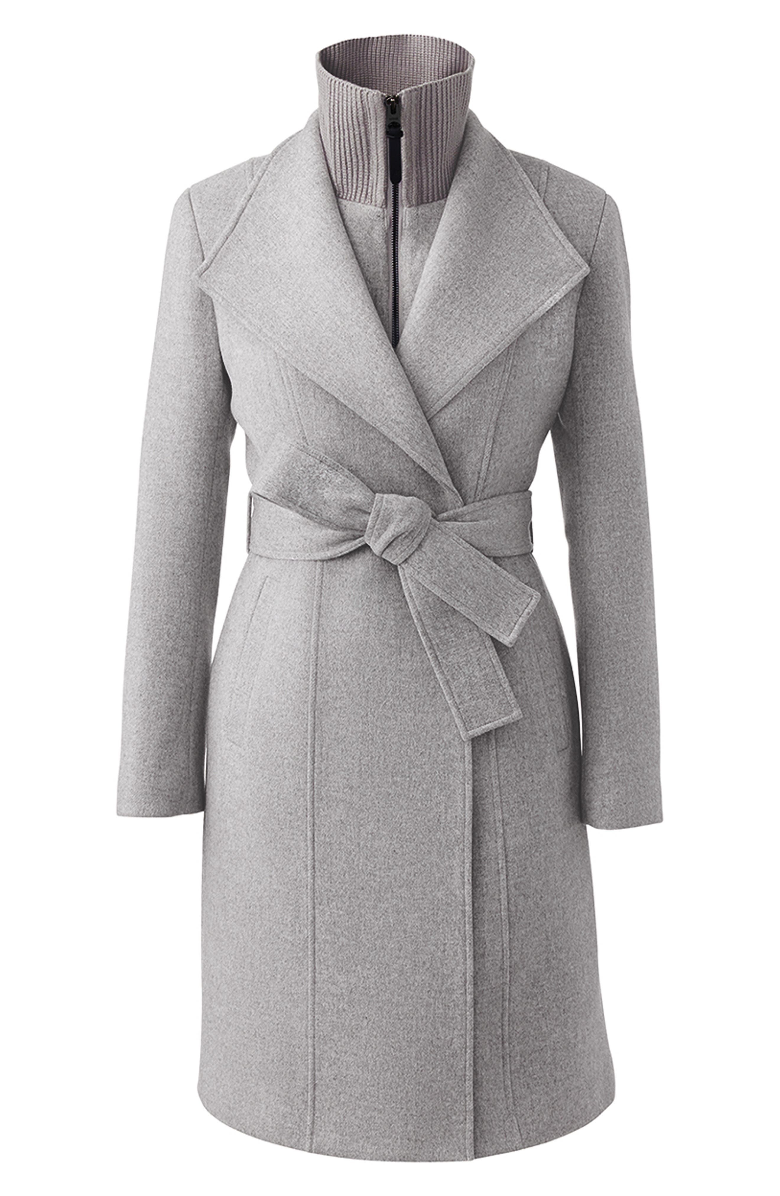 Nori-K Belted Double Face Wool Coat with Wool Blend Bib - 5