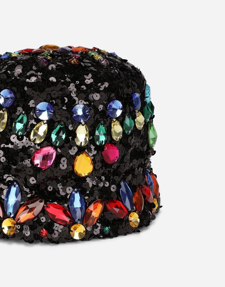 Sequined bucket hat with crystals - 4