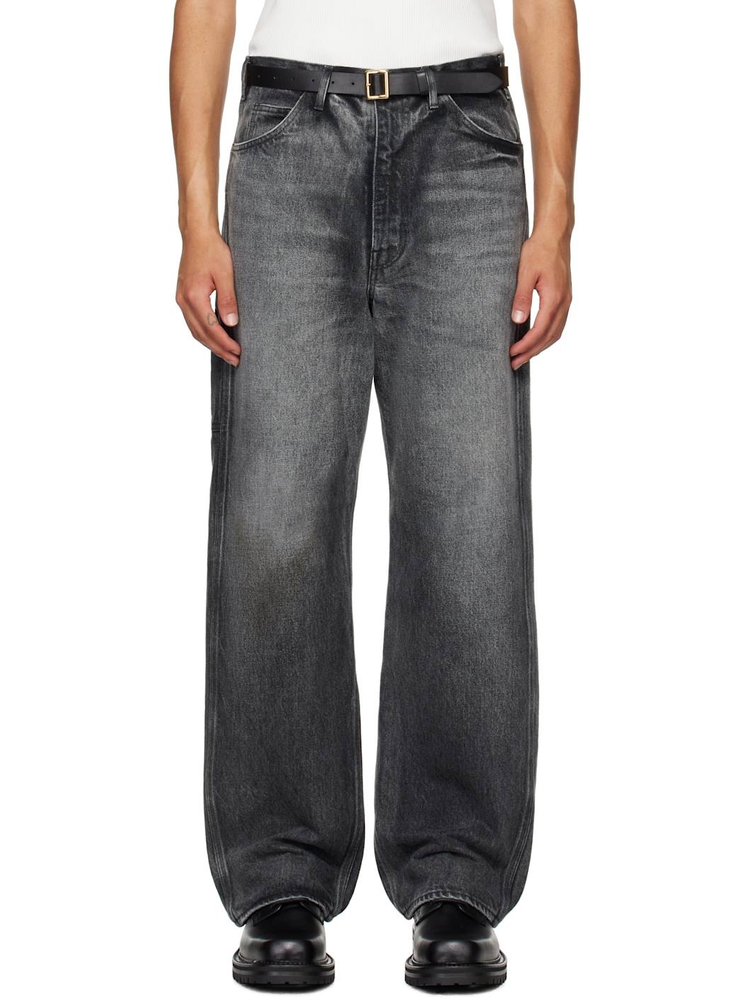 Black Selvedge Faded Heavy Painter Jeans - 1