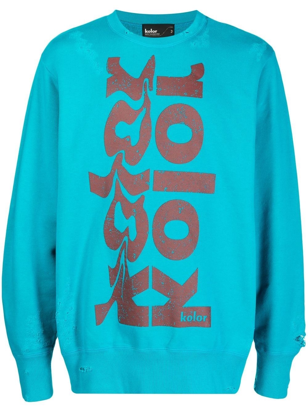 logo-print distressed sweatshirt - 1