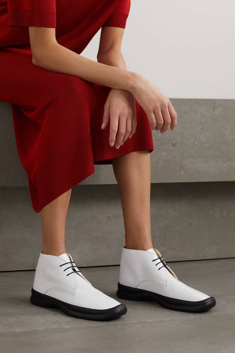 The Row Town patent-leather ankle boots outlook