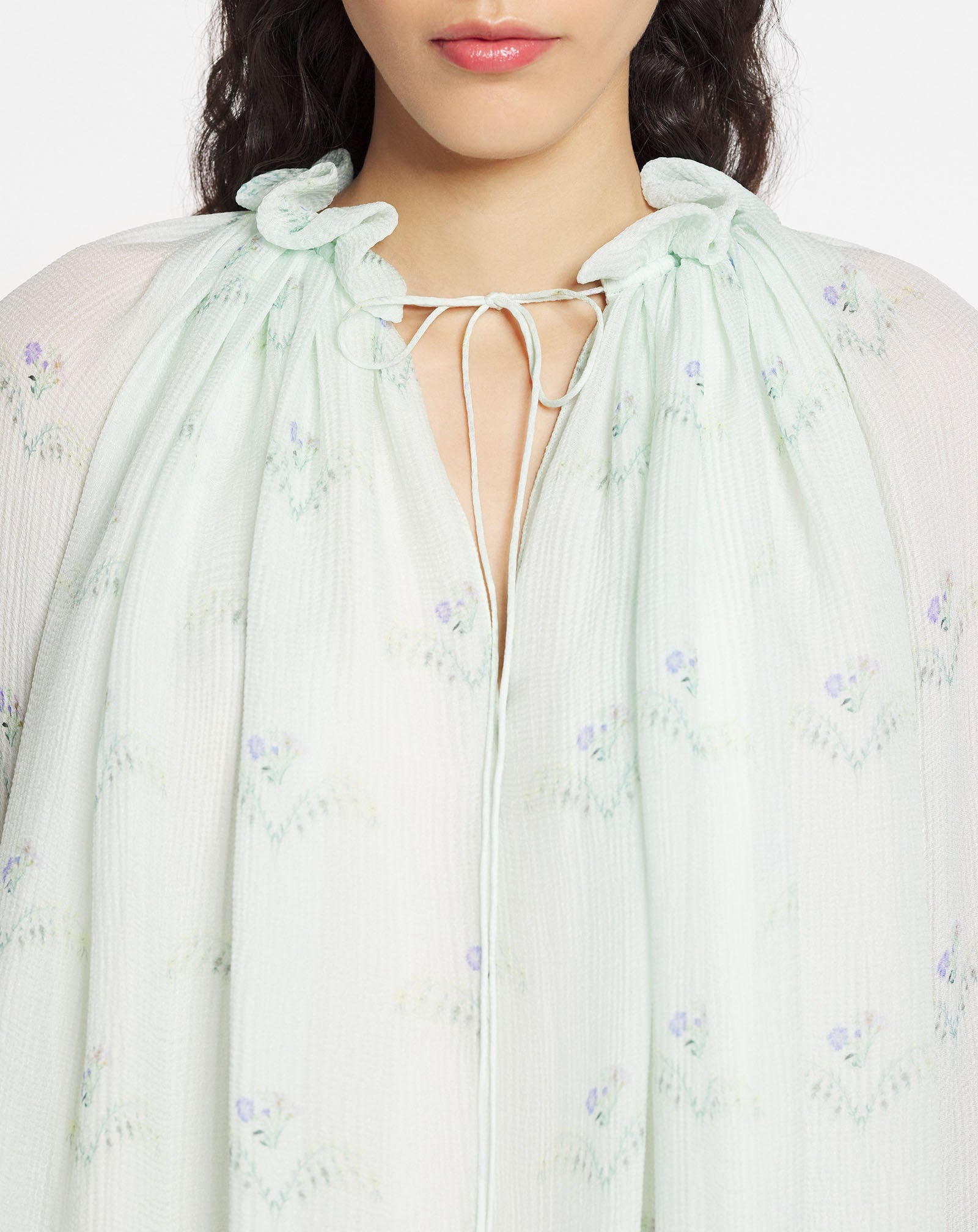 LONG-SLEEVE PRINTED CREPE BLOUSE - 5