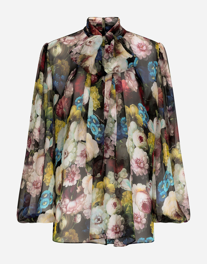 Chiffon shirt with nocturnal flower print 1