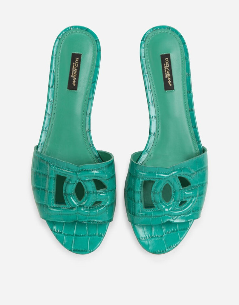 Crocodile flank leather sliders with DG Millennials logo 4