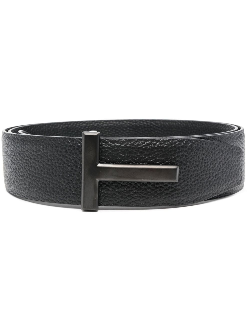 logo-buckle leather belt - 1