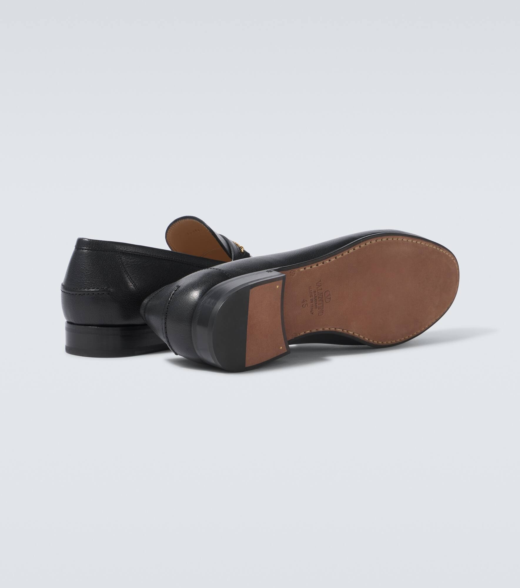 VLogo leather loafers - 7