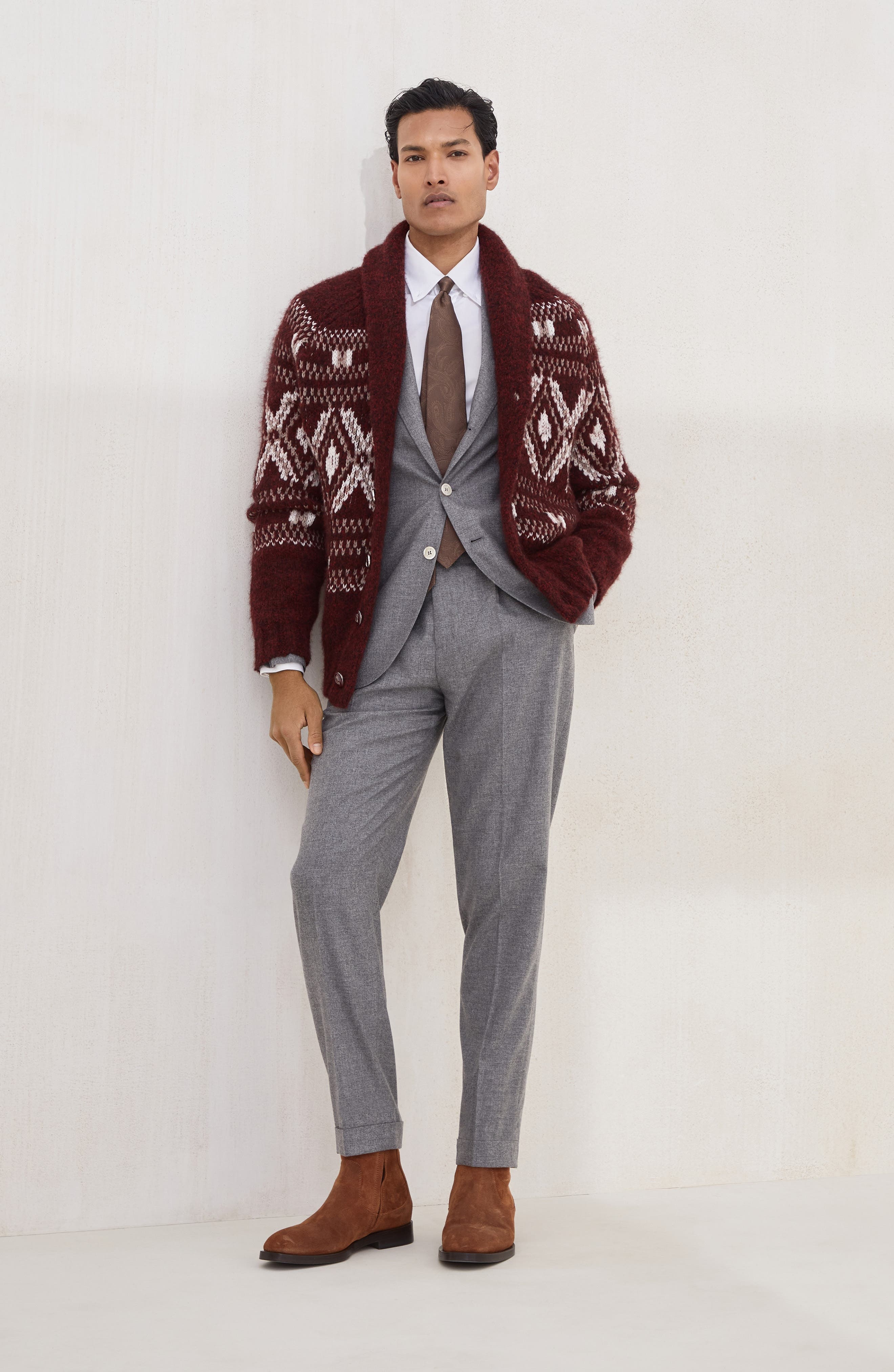 Brunello Cucinelli Cardigan with metal buttons in Amaranth at Nordstrom - 6
