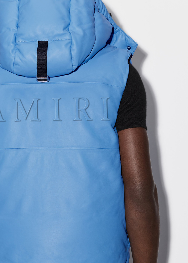 HOODED LEATHER DOWN GILET 7