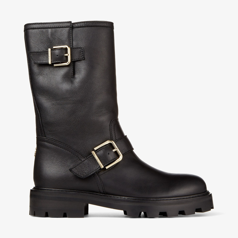 Biker II Black Smooth Leather Biker Boots - 1