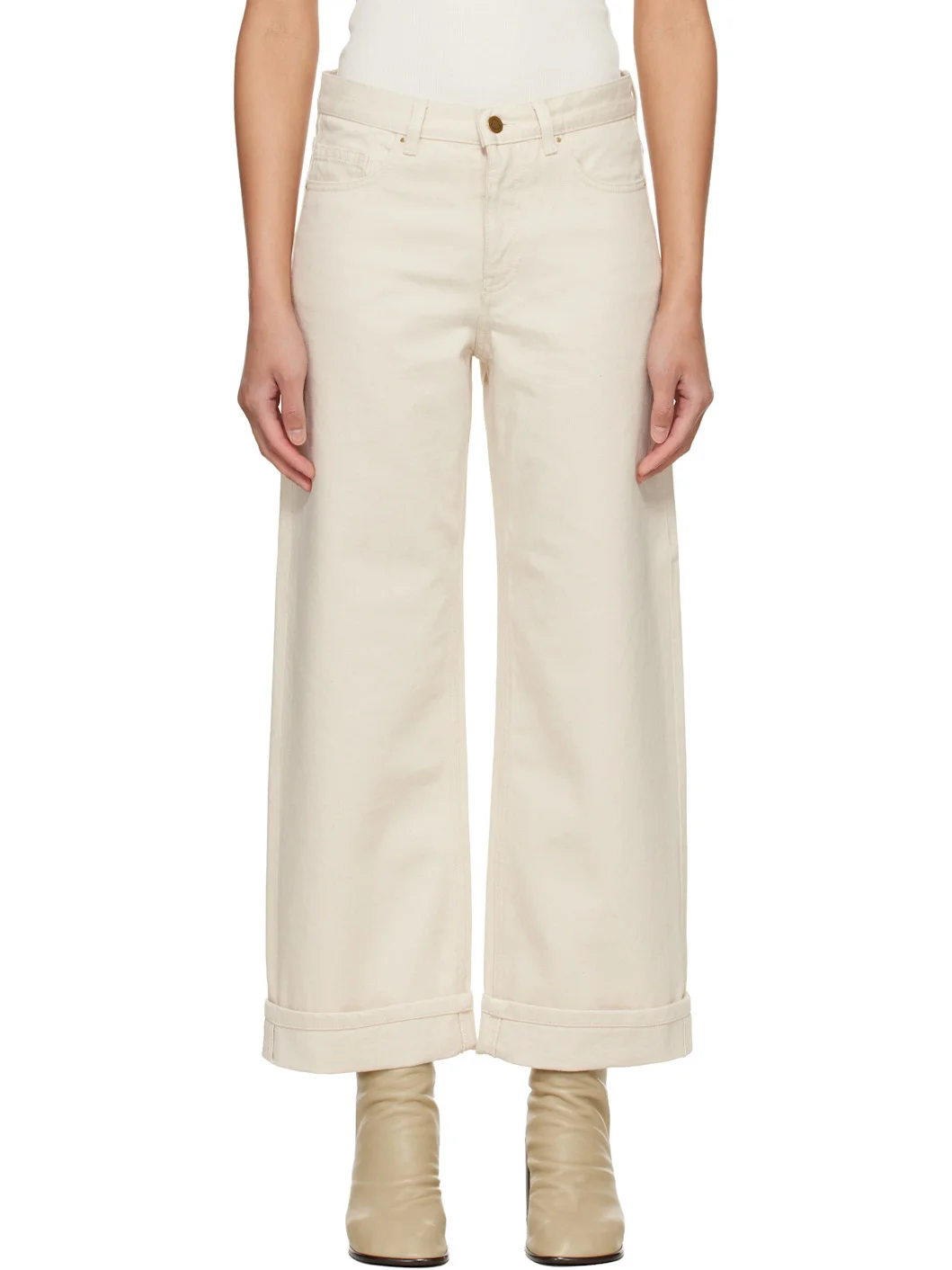 Off-White Cropped Jeans - 1