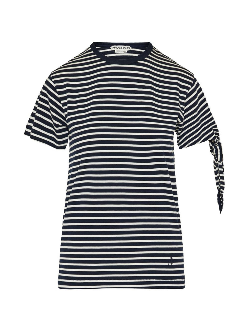 striped tie-sleeve T-shirt 1