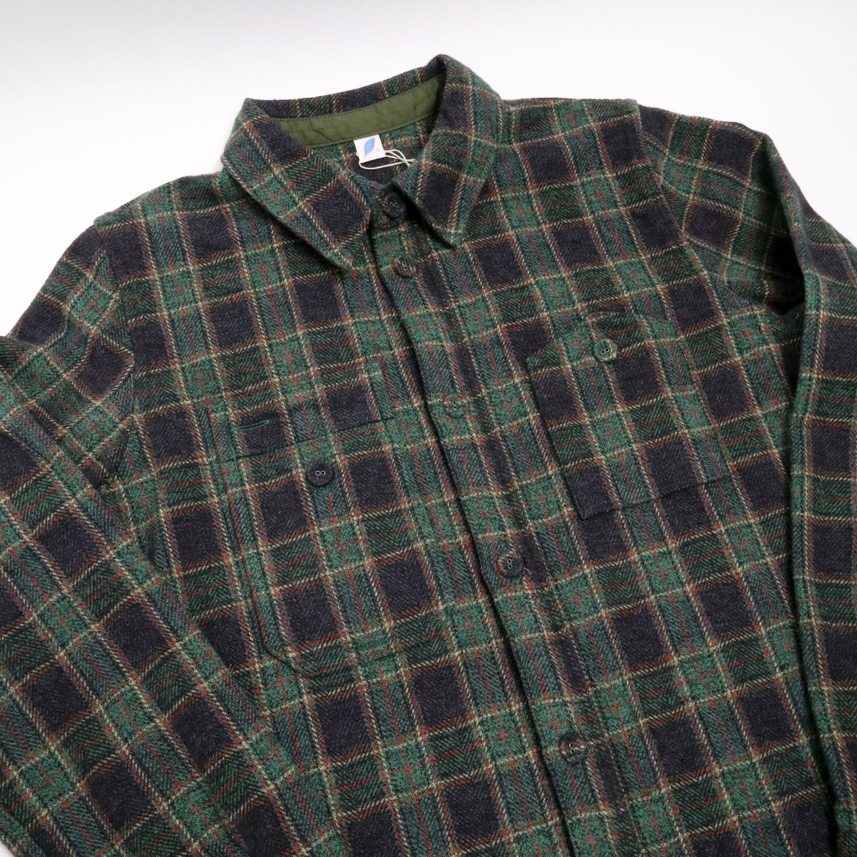 Cotton Tweed Check Double Pocket Shirt Green - 3