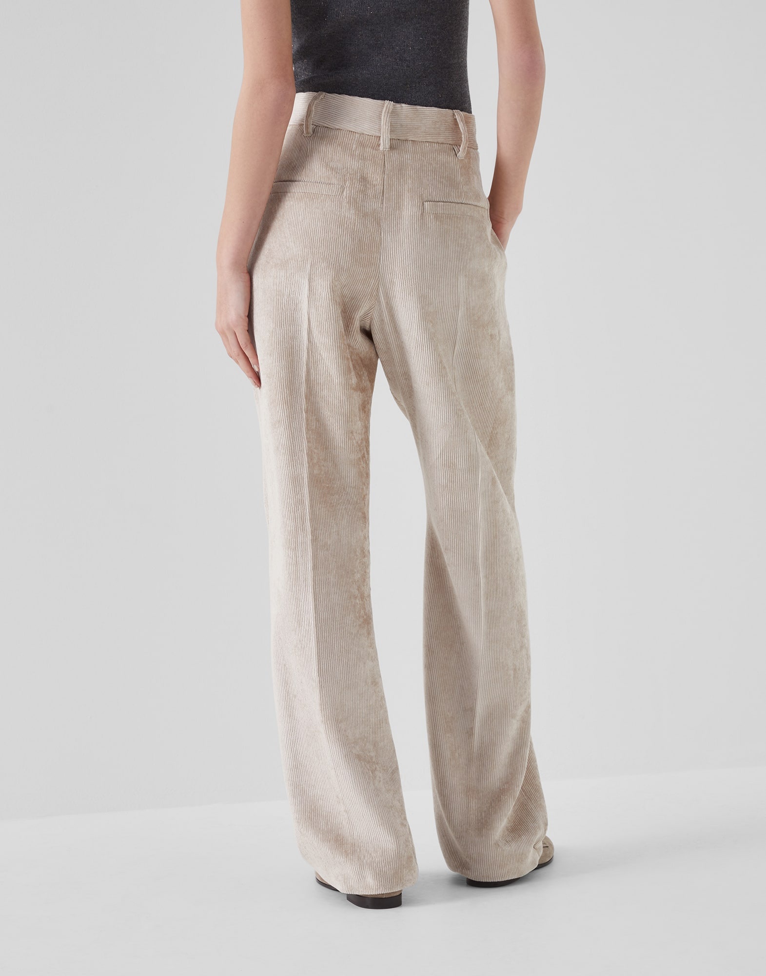 Hammered corduroy loose straight trousers - 2