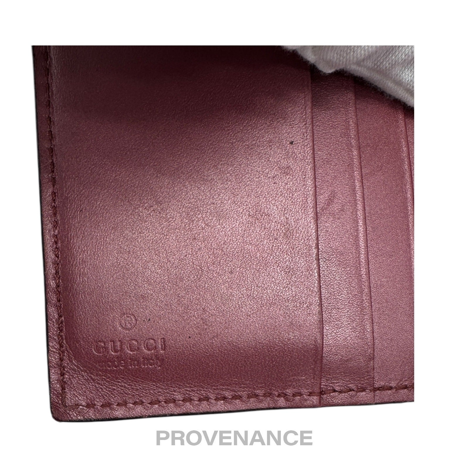 Gucci Heart Pocket Organizer Wallet - Pink Metallic Leather - 6